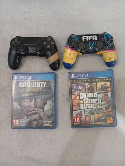 PS4 Bundle – 2 Controllers + GTA V & Call of Duty WWII