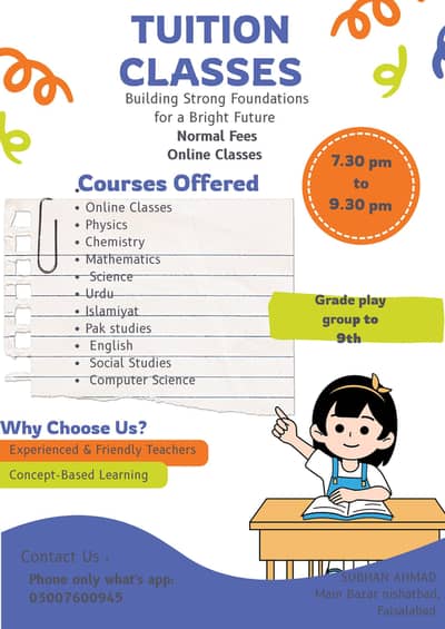 All the subjects from play group to 9th