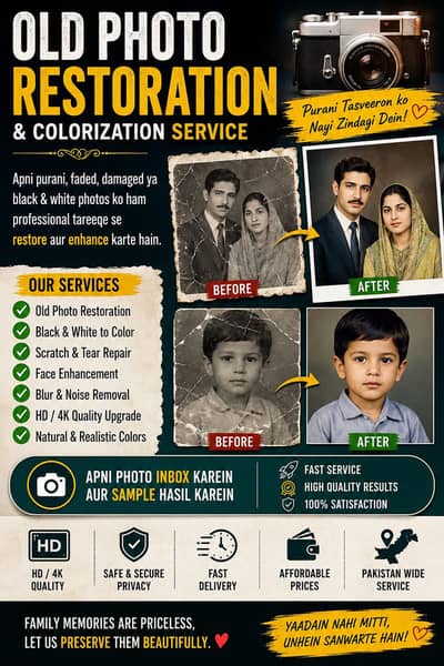 Old Photo Restoration & Enhancement Service