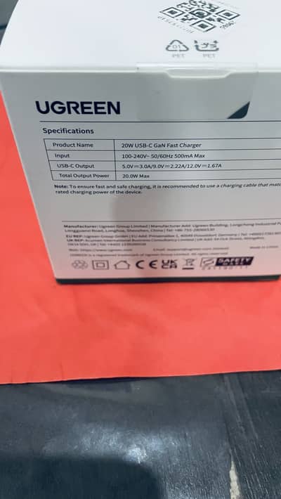 UGREEN 20W Fast Charger – Box Packed (Original UAE)