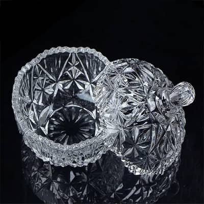 Crystal Glass Candy Jar with Lid | Elegant Candy Dish | Home Decor
