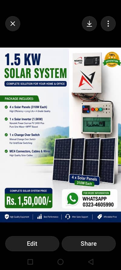 solar system 1.5 kwtt for sale
