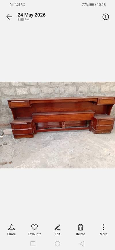 pure wood bed for sale with attached side tables