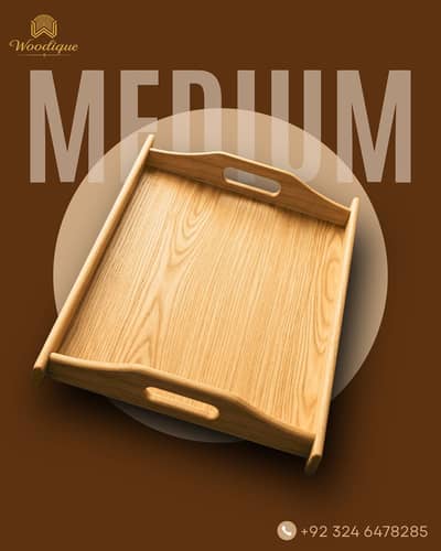 3 in 1 Premium Wooden Tray Set (S, M, L) – Box Packed