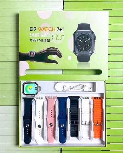 D9 Ultra Smart Watch Serieis 9 with 7 straps & Bluetooth