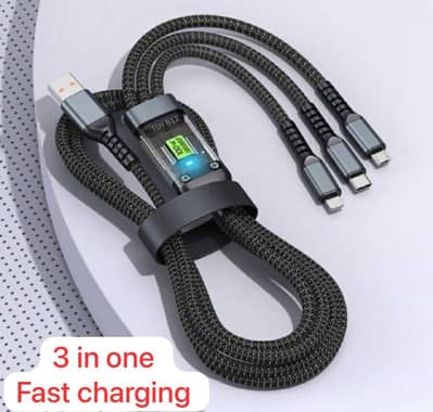 3 in 1 cable 100w fast charging sported