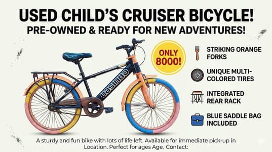 ​ Child’s Cruiser Bicycle – Sturdy & Fun (Lahore Cantt) 