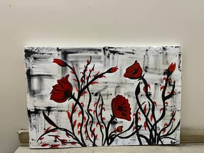 Red leaf Painting - Canvas painting - Hand Made Paiting For Sale
