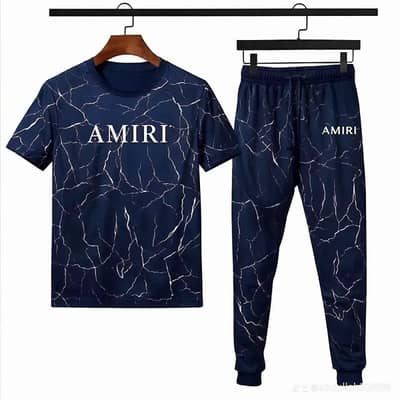 Men Navy Marble Print Track Suit AMIRT