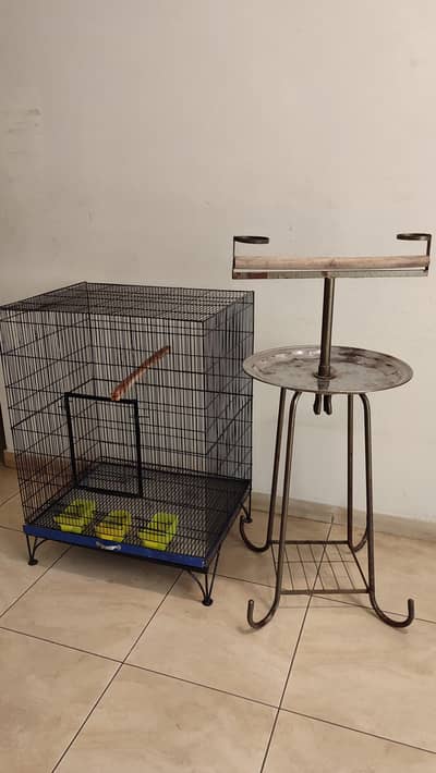 Parrot Cage + Play stand