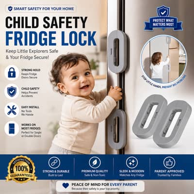 Premium Child Safety Fridge Lock – Strong Adhesive Refrigerator Door L