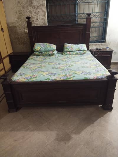king size wooden shesham double bed