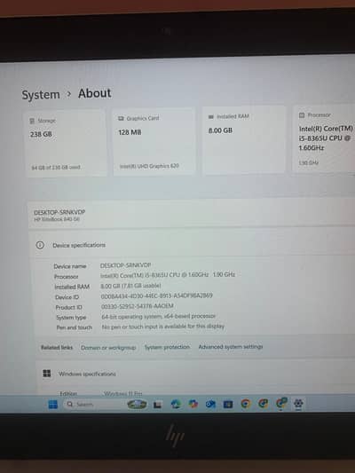 HP EliteBook i5 8th Gen 8GB Ram 256GB SSD