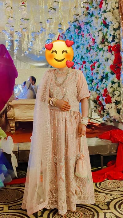 Engagement, Dua khair lehenga, Wedding wear, Mirrors work, Baby pink