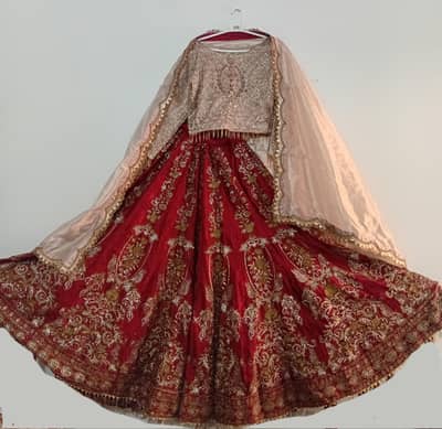 Kashees maroon bridal lehnga with choli and dupatta
