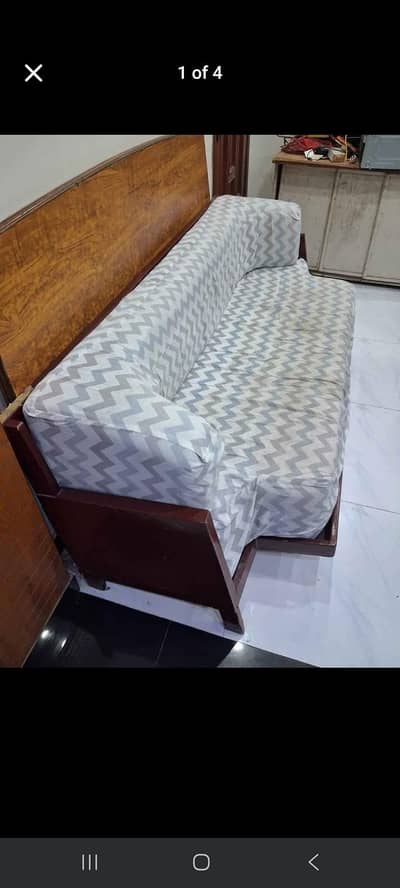 sofa cum bed with wooden stand