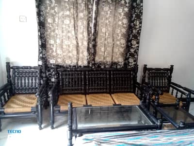 Wooden Sofa Set 5 Seater with Central and Side Table