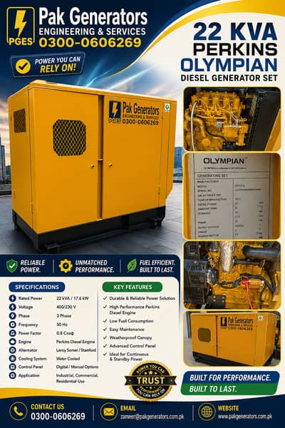 22 KVA Perkins Olympian Generator – Reliable Power Solution