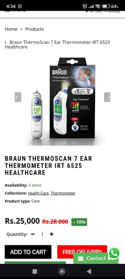 Braun ThermoScan 7 Ear thermometer IRT 6525 Healthcare