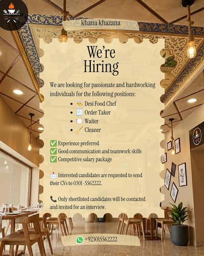 Need Restaurant Staff. . .