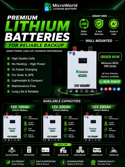 Premium Lithium Batteries – 12V, 24V & 51.2V Available | Solar & UPS
