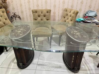 dinning table with glass