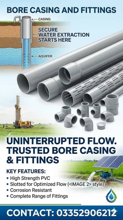 Bore Casing Pipes and HDPE Pipes and Fittings