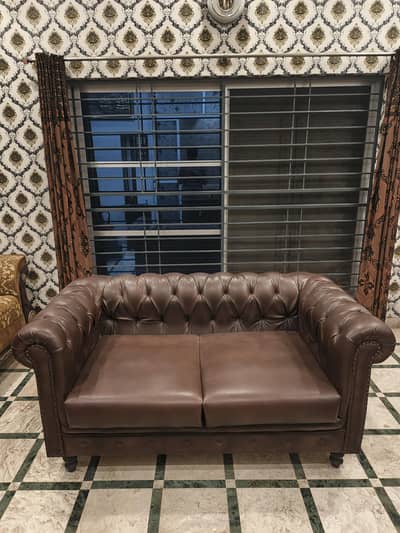2 Seater Leather Rexine Office Sofa Set – 9/10 Condition