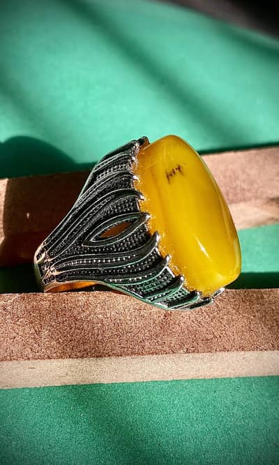 yamni aqeeq ring ( zard aqeeq ring )