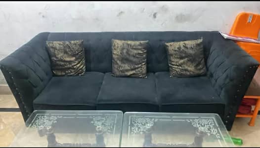 Modern Charcoal Gray Chesterfield-style Sofa for Sale