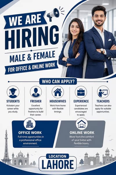 We are hiring male and female for online and offline work.