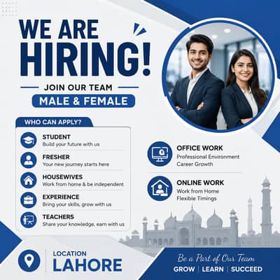 We are hiring male and female for office and online work