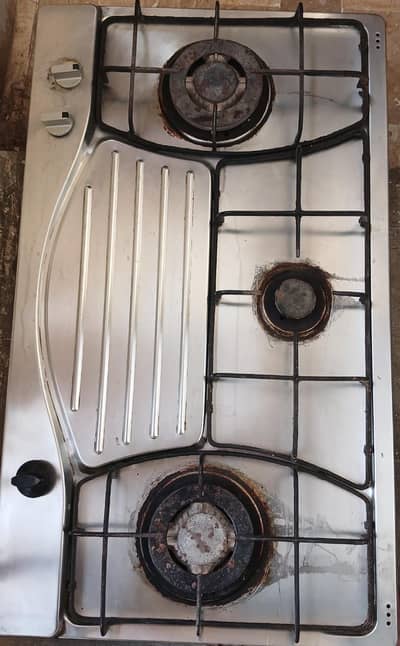 3 Burner Stainless Steel Gas Stove – Working Condition