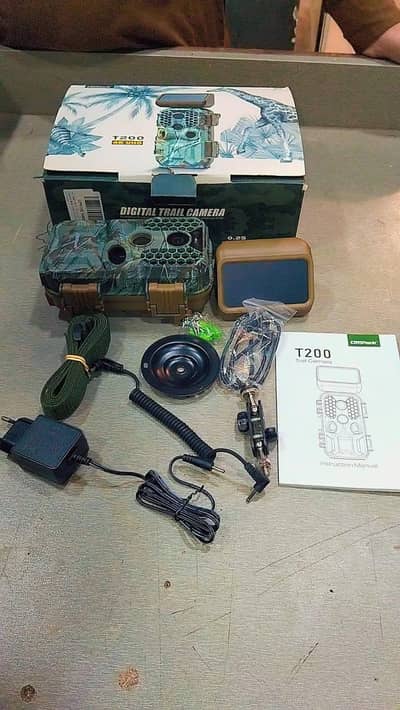 This is a Campark T200 solar-powered trail camera, designed