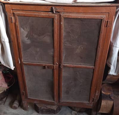 Vintage Wooden Mesh Cabinet / Antique Kitchen Food Safe