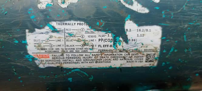 2 Hp motor copper wand hi efficiency Single phase 220 vault 1400 RPM