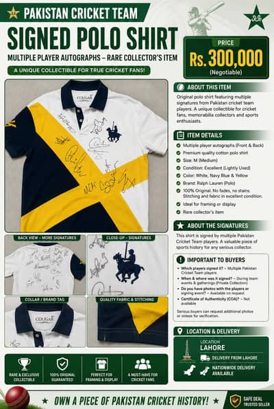  Pakistan Cricket Legends Signed Polo Hashir