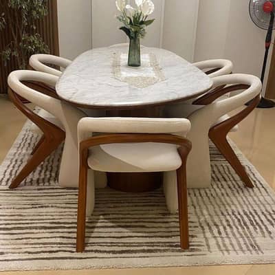 Premium Modern 6-Chair Dining Table Set – High-End Designer Piece