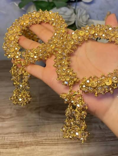 Luxury Golden Crystal Bridal Bangles Set | Elegant Wedding Jewellery