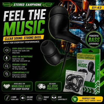 SY-43 Stereo Earphones