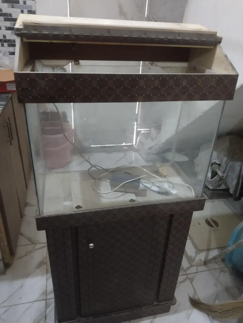 Aquarium with wooden cabinet stand