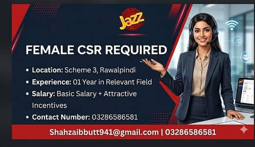 CSR REQUIRED  Male or female
