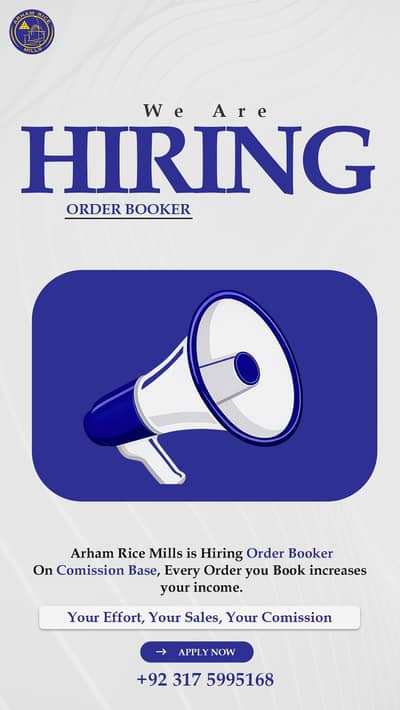 Order Booker Jobs – Commission Based | Arham Rice Mills