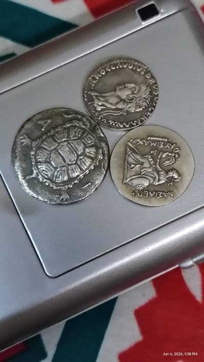 Old Indo Greek Collection of (3) Coins, Antique Dynasty Rear Cois,