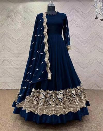 Luxury Party Wear Frock | Red Black Blue | Wedding Dress