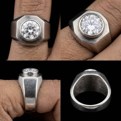 Diamond ring pure chandi original authentic