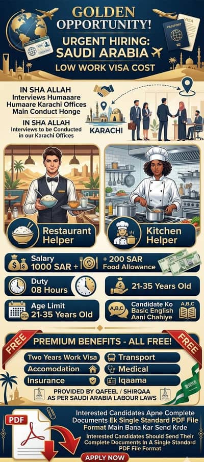 Urgently Hiring For Saudi Arabia