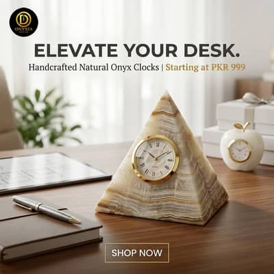 ONYIX STONE PYRAMID CLOCK