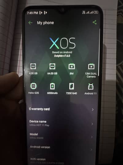 Infinix hot 11 play 4 64 6500 battery 