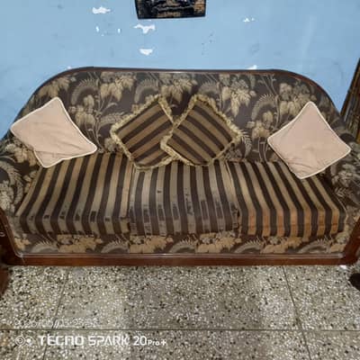 Urgent Sale – Wooden Sofa Set with Covers [3 Seater+2 Seater+Covers]